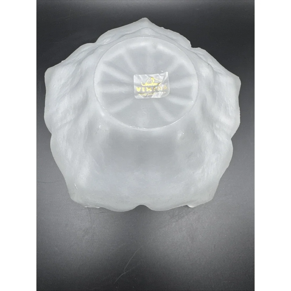 Viking‎ Epic Lotus Blossom Bowl White Frost Vintage Glass MCM Mid Century Modern
